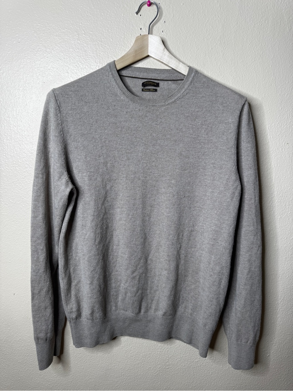 Gutteridge Sweater Mens L Wool Cashmere Blend Crew Neck Gray Pullover